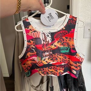 Princess Polly Women's Rock Graphic Crop Top - Red and Black NWT